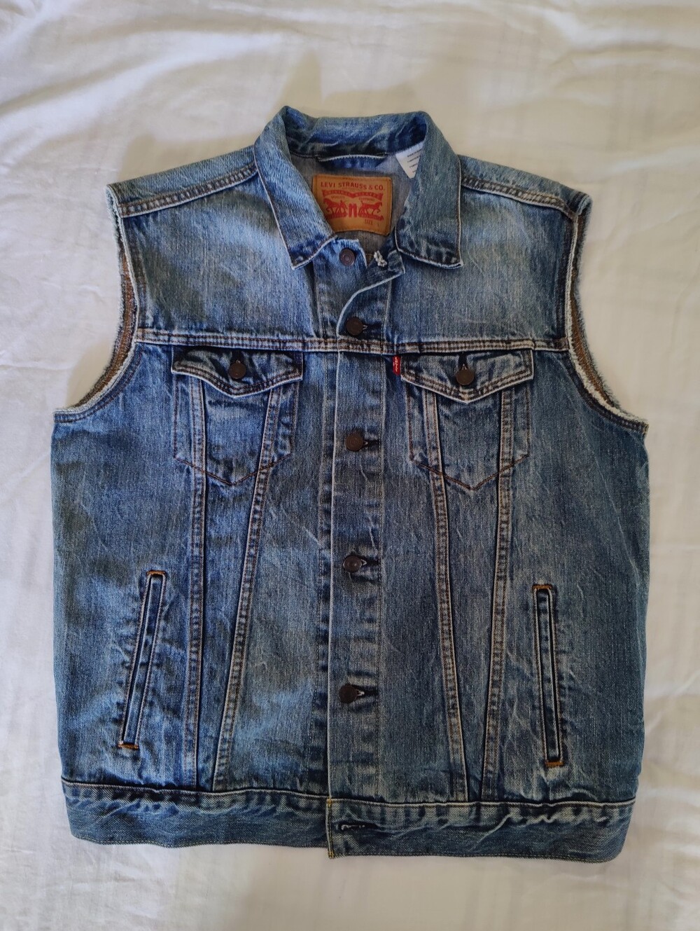 Levi's Trucker Blue Cotton Denim Vest, Size L